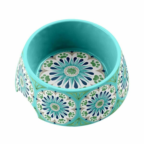 Tarhong Carmel Medallion Pet Bowl Medium - Turquoise Set of 2 PVA3071PBMRT